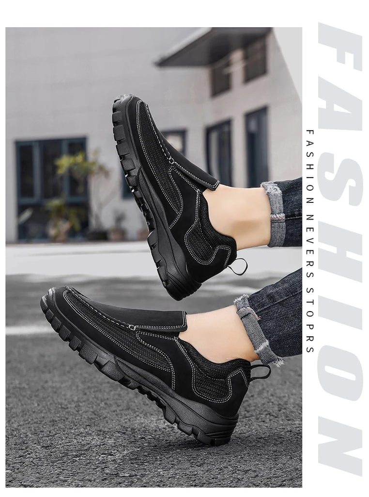 Handmade Leather Casual Shoes Men Sneakers Outdoor Men Shoes Breathable Flats Shoe Hot Sale Platform Slip On Men Loafers