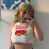 Top women bodycon peach print Y2k sleeveless pullover tanks and camis sexy navel slim woman summer casual fairy grunge crop top