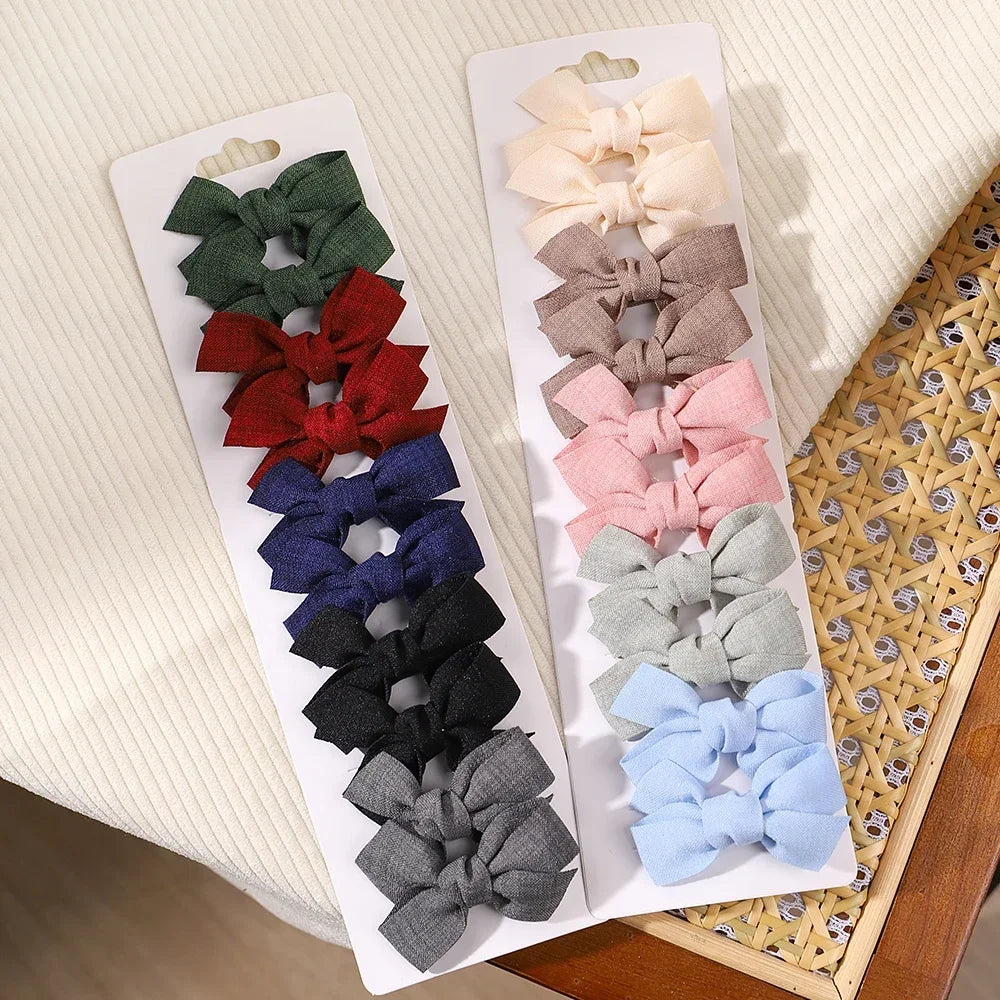 10pcs/set Girls Princess Solid Hairpins Hair Bows Nylon Safe Hair Clip Barrettes for Infants Toddlers Kids Baby Hair Accessories