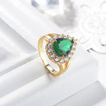 Load image into Gallery viewer, Hurrem Sultan Ring with Emerald Turkish Handmade Jewelry Small Drop Shape Pear Cut Emerald and Round Cut Topaz Ring
