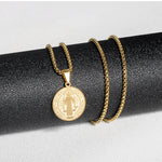 Load image into Gallery viewer, Catholic San Benito Exorcism Cross Medallion Beads Chain Bracelets For Men Women Stainless Steel Jewelry

