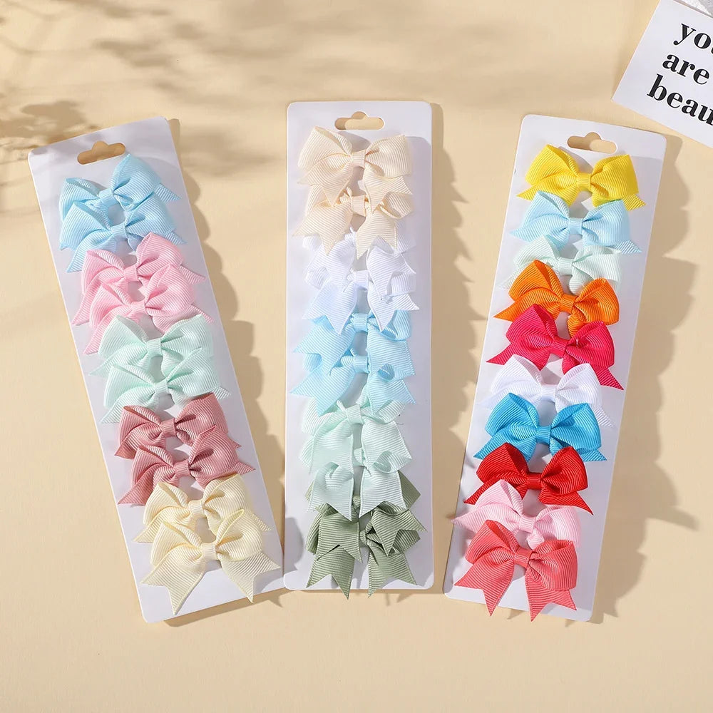 10Pcs/Set Cheer Bow Solid Ribbon Hair Clips Pin for Girl Handmade Bows Hairpin Barrettes Children Headwear Kids Hair Accessories