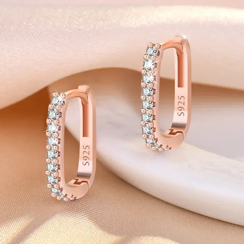 High-quality Silver Plated Crystal Fashion Circle Hoop Earrings for Woman Wedding Party Gift Street Versatile Jewelry Gifts