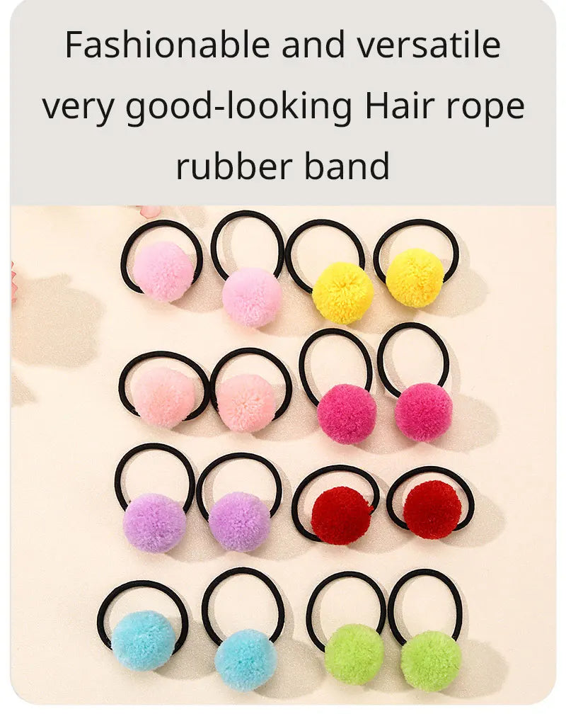 ncmama 16Pcs/lot Sweet Girls Animal Hair Ball Hair Ring Rubber Baby Hair Bands Kids Headwear Korean Hair Accessories Ornaments