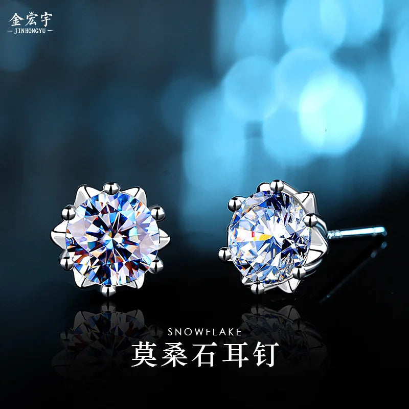 UMQ 1 Carat Pure Moissanite Earrings Diamond Earring Jewelry Women's 925 Sterling Silver Drop Pass Diamond Pen Test Gift