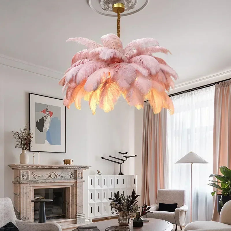 Feather Chandelier Ceiling Lamp E14 Pendant Light Modern Home Decor Lustre Chandelier for Living Room  Pendent Ceiling Light