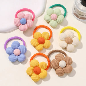 2Pcs/lot Lovley Flower  Ponytail Elastic Hair Bands for Girl Children Hair Ties Cartoon Kids Hair Accessories Baby Headwear