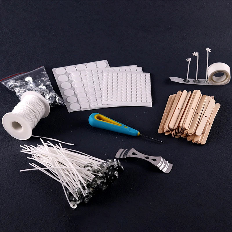 100pcs Smokeless Candle Wicks 2.6-20cm Pre-Waxed Cotton Core Wicks with Metal Sustainer Tabs DIY Handmade Candle Making Tools