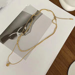 Load image into Gallery viewer, 18K Gold Plated Titanium Steel Double Layered Bead Pendant Necklace for Women Teen Girls Dainty Fashion Jewelry Gifts for Her
