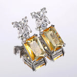Load image into Gallery viewer, Huitan Big Square Yellow Cubic Zirconia Earrings for Women Silver Color Exquisite Female Earrings Wedding Party Jewelry Dropship
