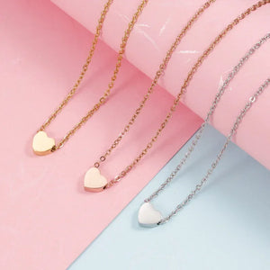 316L Stainless Steel 18K Bar Heart Necklace Jewlery Not Fade Gold Color for Women Jewelry