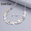 Cring Coco Necklace Set Women's Trendy Round Choker Chain Statement Necklaces Silver Color Earrings Jewelry Sets for Wedding