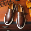 Man Shoes Embossed Leather Men's Fashion Casual Penny Loafers Slip-on Thick Sole Office Moccasins Flats