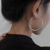 2024 New Trendy Silver Color Big Circle Hoop Earrings for Women Exaggerated Metal Geometric Smooth Round Earrings Jewelry Gift