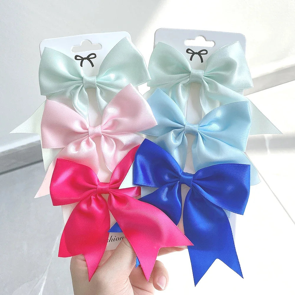 2/3Pcs Lovely Solid Color Ribbon Bows Hair Clip for Kids Girls Hairpins Barrettes Handmade Baby Headwear Kids Hair Accessories