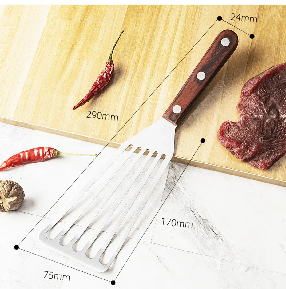 Kitchen Frying Spatula Non-slip Stainless Steel Slotted Turner & Fish Spatula Leaky Shovel Fish Slice Kitchen accessories