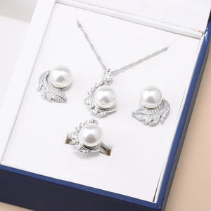 Freshwater Pearl with Beads Jewelry Sets Silver 925 Jewelry Wedding Accessory For Women Earrings/Pendant/Ring/Necklace Gift Set