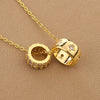 GD Luxurious Fashion Crystal Rhombus Necklace with Stainless Steel Ring Pendant Non Tarnish Gold Color Jewelry for Women