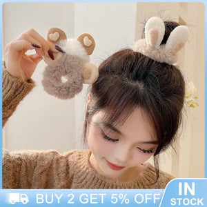 Rabbit Hair Ropes Bear Scrunchies Women Girl Elastic Hair Rubber Bands Gum Kids Ponytail Holder Hair Ties Hair Accessories