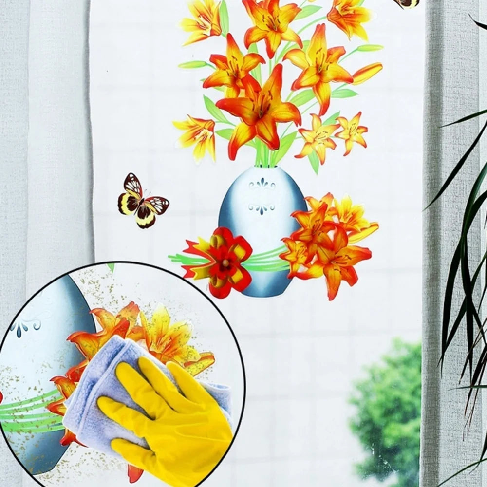 DIY 3D Stereo Stickers Simulation Flower Vase Self-Adhesive Wall Sticker Background Refrigerator Home Decorative Decals