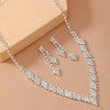 2Pcs Simple Geometric Zircon Necklace Earrings Kit For Women Wedding Bride Jewelry Set Accessories Gift