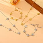 Load image into Gallery viewer, Double Sided Daisy New Design Plant Five Leaf Flower Bracelet Necklace Set Metal Y2K Style Women's Stainless Steel Clover
