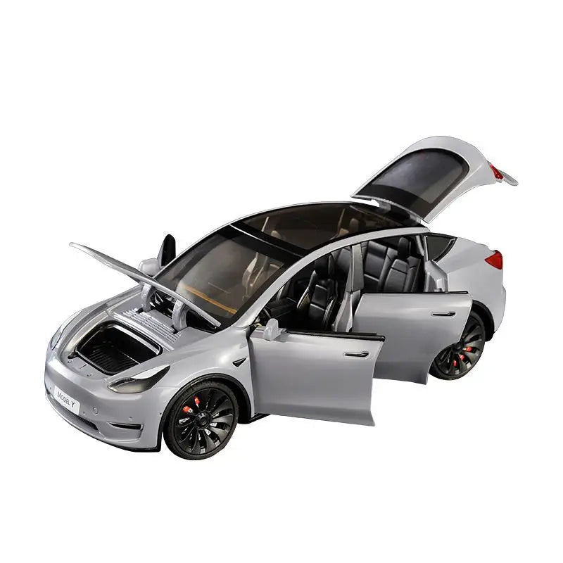 1:24 Teslas Model Y SUV Alloy Car Model Diecast Metal Toy Vehicle Car Model Simulation Sound and Light Collection Childrens Gift