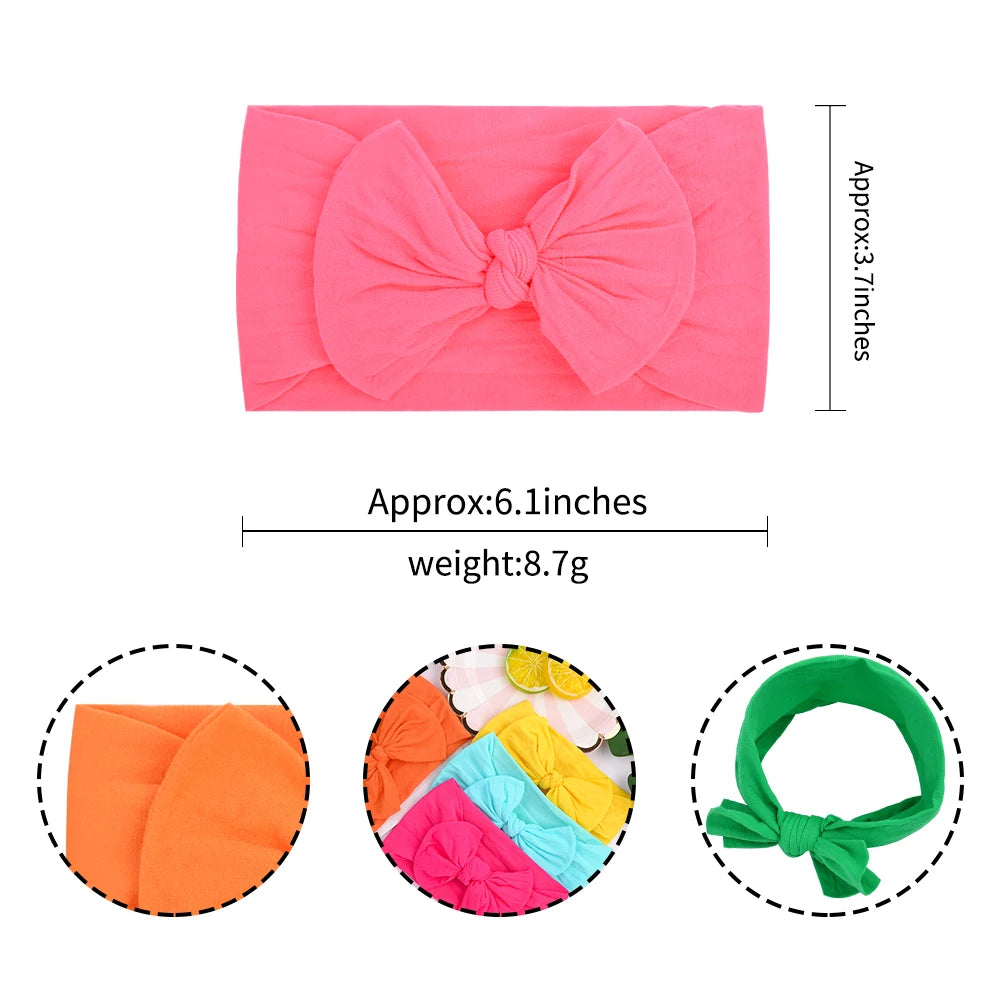 Solid Colors Baby Bowknot Headband Broadside Headwear Kids Girls Boutique Elastic Protect Turban Hair Band Baby Hair Accessories