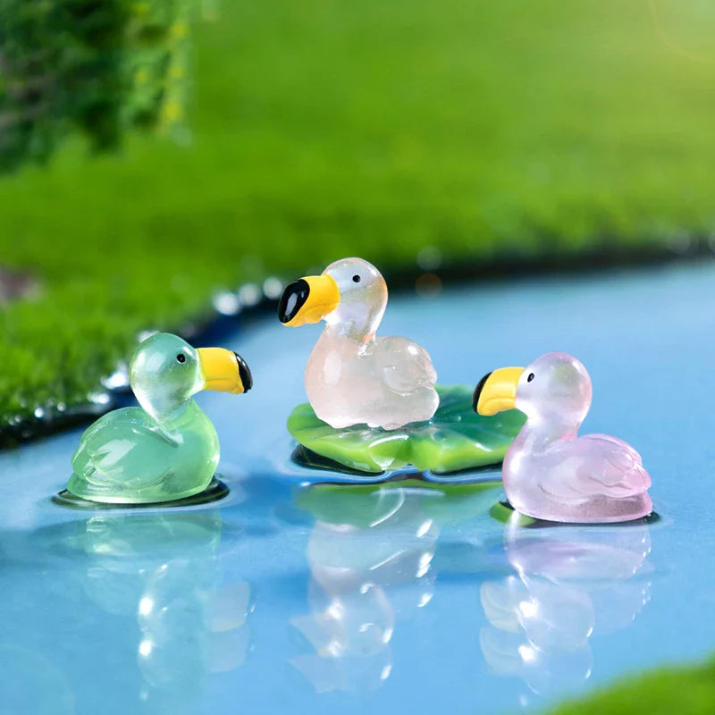 Mini Flamingo Luminous Ornament Crafts Miniature Figures Tiny Flamingo Micro Landscape Home Decoration Accessories Gifts