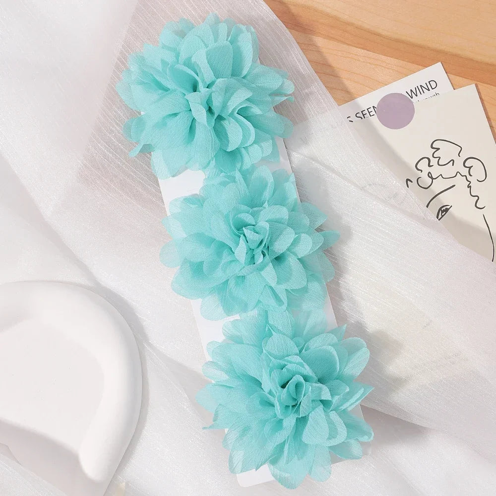 1Set 3-5Pcs Children Handmade Chiffon Petals Poppy Flower Hair Clips Rolled Rose Fabric Hair Flowers Kids Girls Hair Accessories