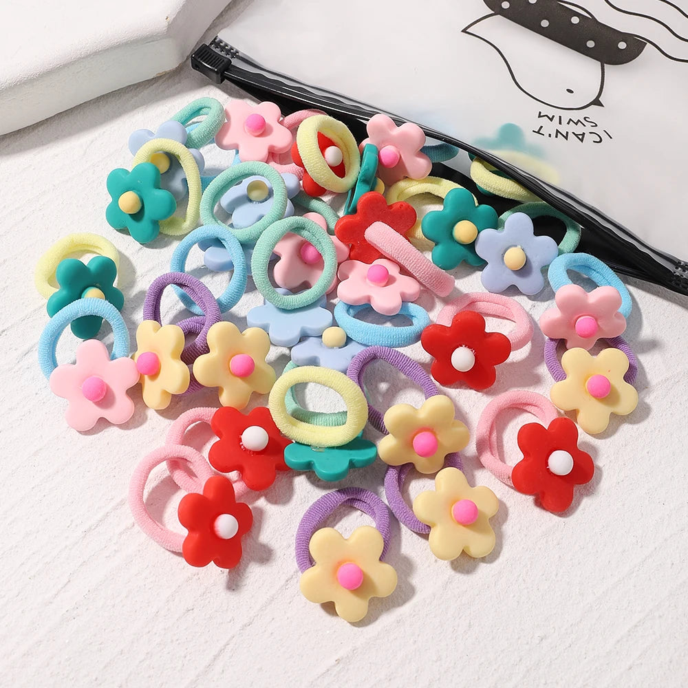 10pcs Lovely Cartoon Kids Elastic Hair Bands Girls Candy Macaron Hair Ties Ropes Stripe Ponytail Holder Baby Hair Accessories