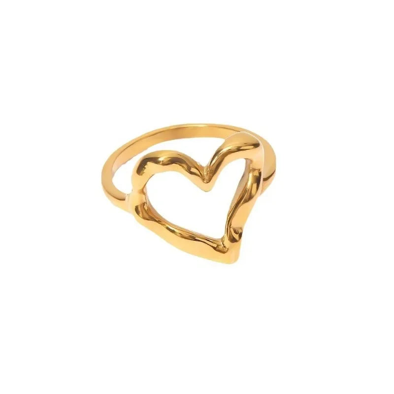 1Pcs Korean Style Design Love Rings Light Luxury Simple Rings Fashion Stain Less Steel Jewelry Engagement Decoration