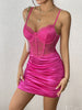 Sexy Girl See Through Dresses Solid Women Lace Pleated Slip Dress Elegant Spring Summer Fashion Casual Daily Streetwear