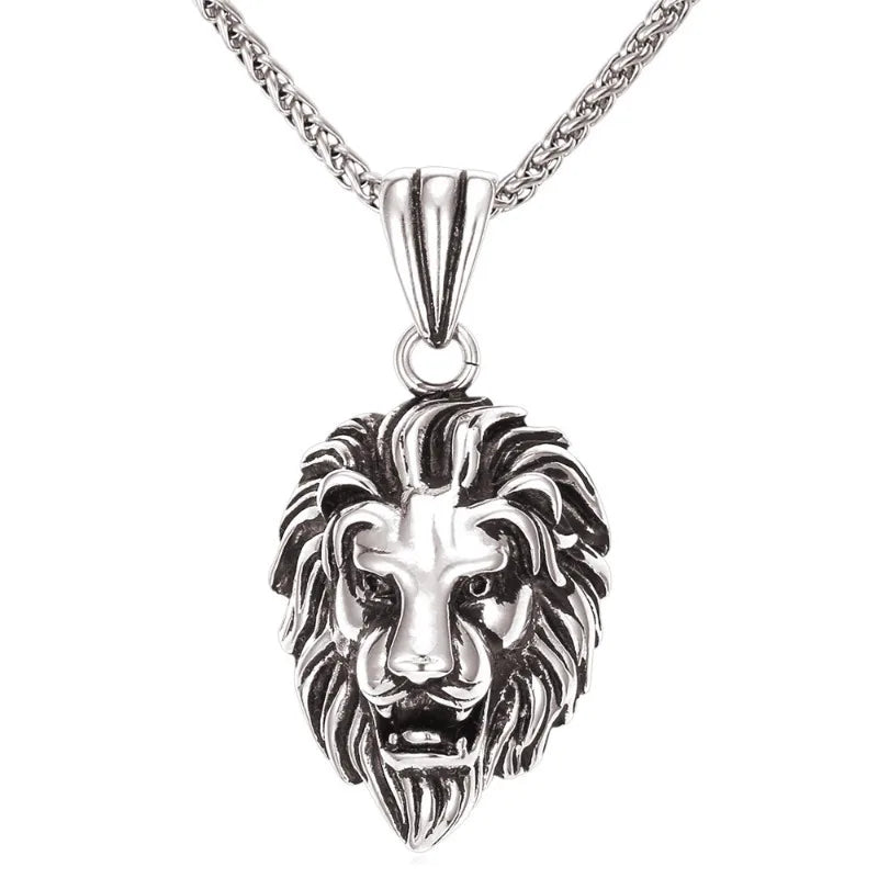 Lion Necklace Stainless Steel Head Pendant for Men women Hip Hop Rapper Miami wear accessaries hot sale birthday jewlery gifts