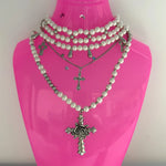 Load image into Gallery viewer, Y2K Accessories Pearl Cross Necklaces Multi Layer Choker Set Charms Necklace for Women Korean Fashion Necklace Punk Goth Jewelry
