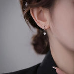 Load image into Gallery viewer, 925 Silver Needle Zircon Four Leaf Hoop Earrings for Women Girls Fashion Huggies Party Wedding  Jewelry Gift eh190
