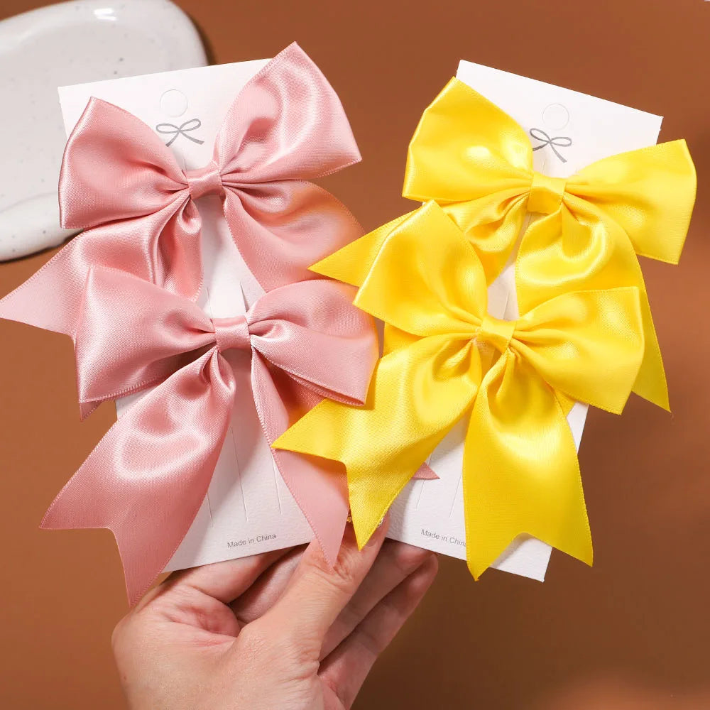 2/3Pcs Lovely Solid Color Ribbon Bows Hair Clip for Kids Girls Hairpins Barrettes Handmade Baby Headwear Kids Hair Accessories