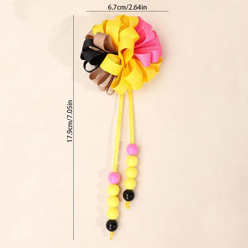 ncmama 2Pcs Ribbon Flower Hair Clips Back To School Hair Accessories Cute Teens Girls Tassel Pendant Hairpin Kids Headwear Gifts