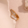 Asymmetric Open Zircon Shell Stainless Steel Ring Waterproof Fashion Texture Unusual Stain Less Textured Jewelry