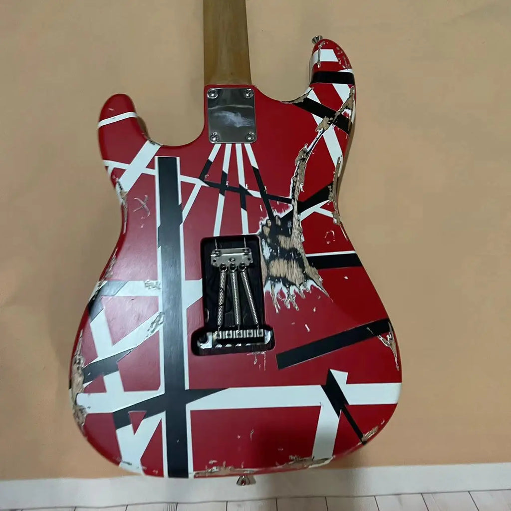 In stock, 6-chord relic style Fan Hailun electric guitar, red body, chrome plated accessories, available in multiple colors, fac