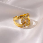 Load image into Gallery viewer, Retro Geometric Wrap Cross Rings for Women Stainless Steel Gold Color Adjustable Wedding Couple Ring New Aesthetic Jewelry Gift
