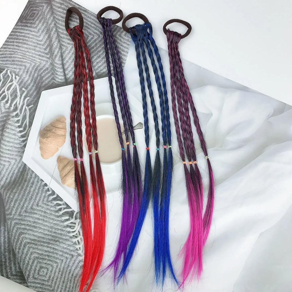 1pcs New Simple Kid Elastic Hair Band Rubber Hair Accessories Kids Wig Headband Girls Twist Braid Rope Headdress Child Gift