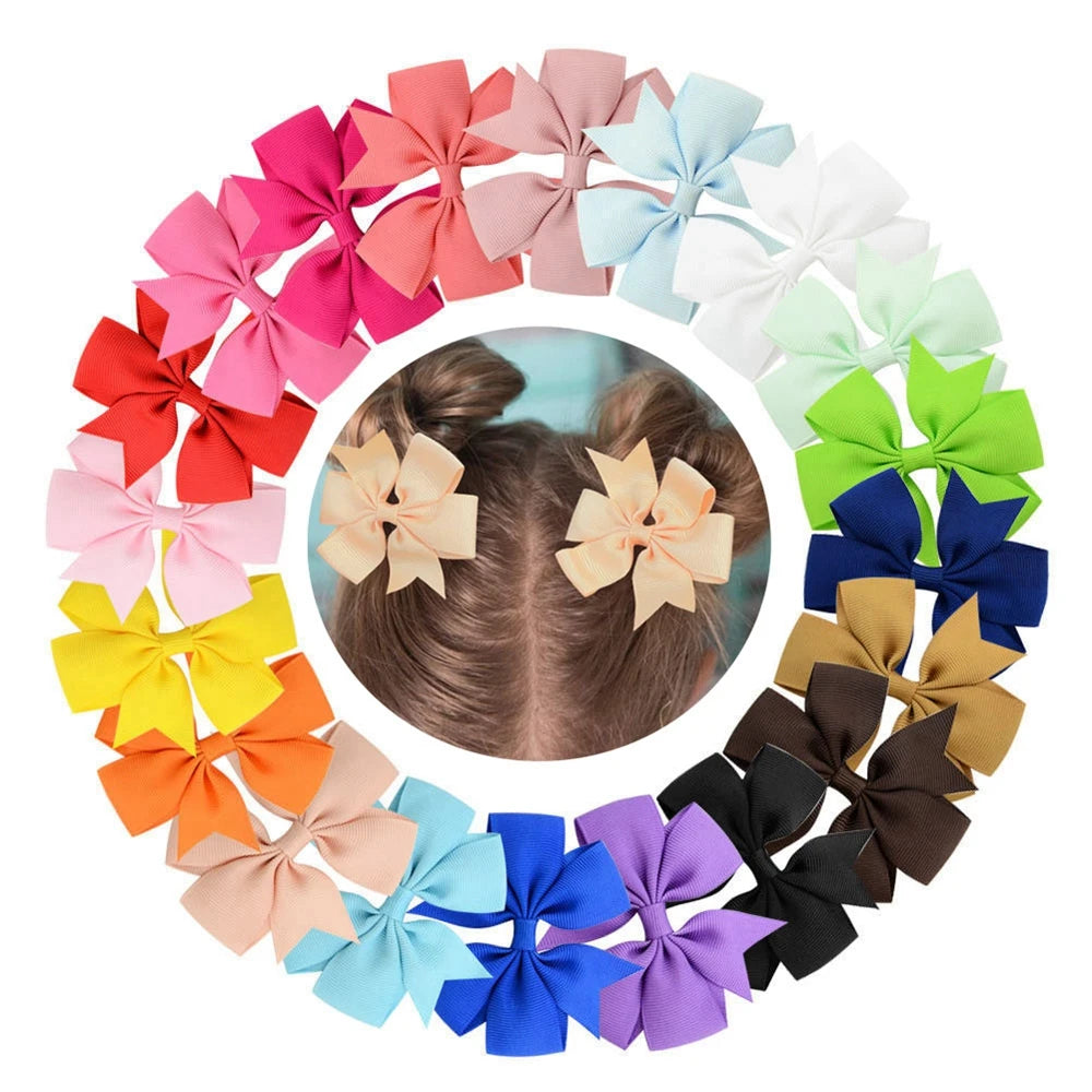 10pcs/lot Baby Girls Hair Bows Hairpins 3.2" Grosgrain Ribbon Pinwheel Toddler Clips Children Kids Accessories Gifts Photo Props