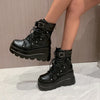 Cosplayer Gothic Motorcycle Boots 2024 New Platform Chunky High Heel Ankle Boot Ladies Cool Wedge Punk Woman Black Female Shoes