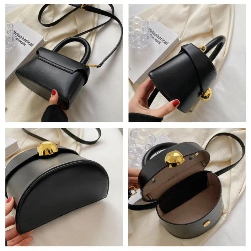 JIAERDI Vintage Black Messenger Bag Women Retro Leather Handle Bucket Bag Purse Ladies Fashion Versatile Crossbody Bags Bolsos