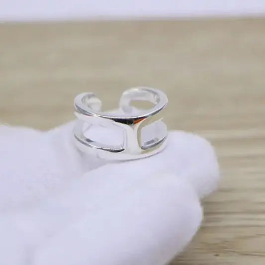 S925 sterling silver ring, glossy Japanese and Korean silver jewelry, adjustable punk fashion accessory, gift for lover