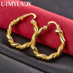 Load image into Gallery viewer, URMYLADY Round Twist Hoop Earrings 24K Gold For Women Charm Wedding Engagement Fashion Party Jewelry
