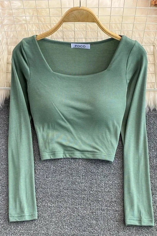 T-shirts For Women With Built In Bra T Shirts Womens Long Sleeve O-neck Tees Female Casual Korean Fashion Almighty Dropshipping