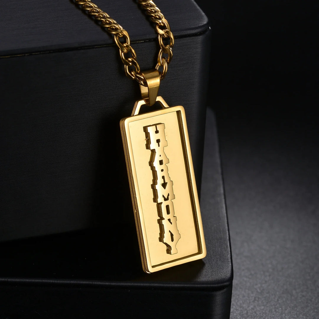 Custome Name Punk Necklace Cricle Pendant Cuban Chain Stainless Steel Jewelry for Woman Man Personalized Jewelry Christmas Gift