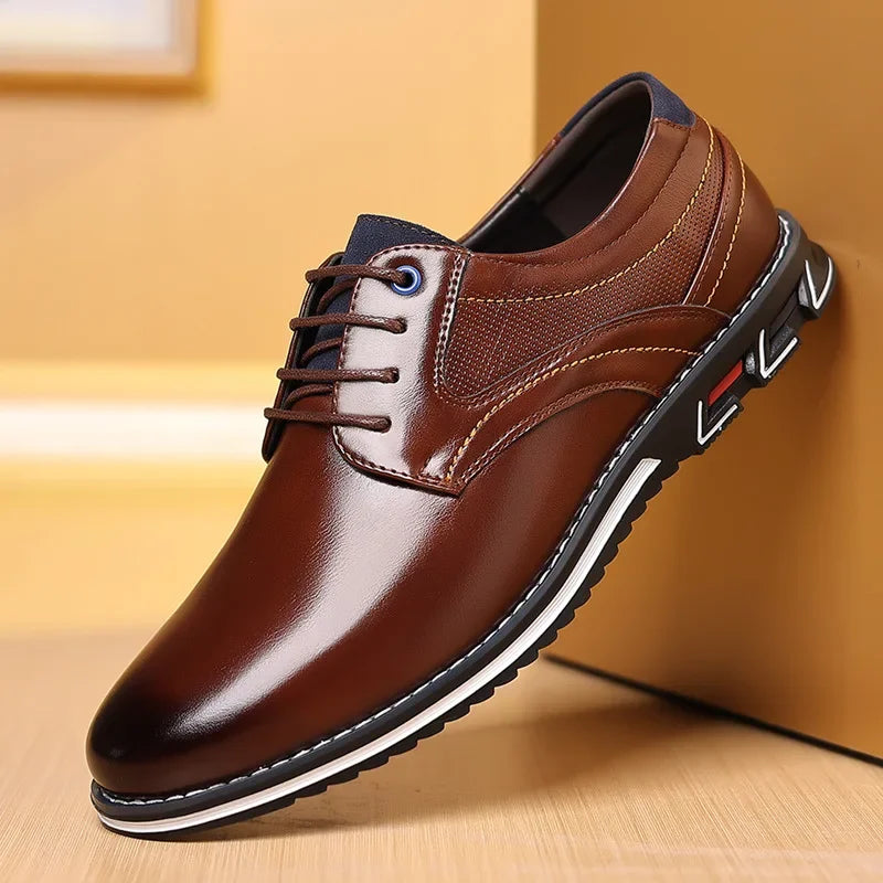 Elastic Band Shoes for Men Brand Casual Shoes Men Leather Shoes Soft Flat Business Man Footwear 2024 Elastic Shoe Mouth Sneakers